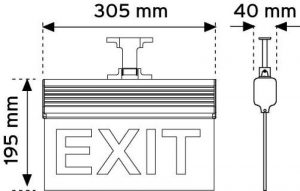 17120 305 mm LED’li Acil Yönlendirme Armatürleri - Asma tipi (Çift taraflı)