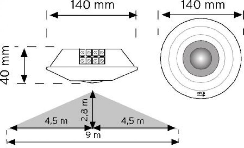 10360 360° Tavan Tipi Hareket Sensörü şema