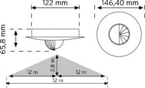 Kızılötesi - Pır Sensör - Hareket Sensörü - Sıvaaltı - 360 Derece - Trio - Tavan -Üç Gözlü